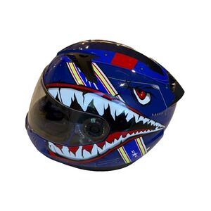 TCMT DP808 DOT FMVSS No. 218 Certified Biker Helmet; Shark; Blue; Youth XL